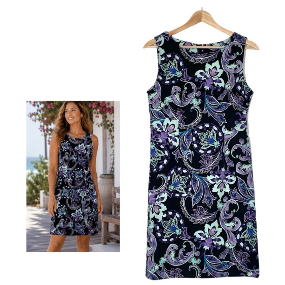 Connected Apparel x Nordstrom Blue Paisley Dress Sleeveless Knee Length Size 6